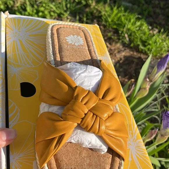 Yellow Box Mustard Yellow Knotted Espadrille Slide Sandals - Picture 5 of 8